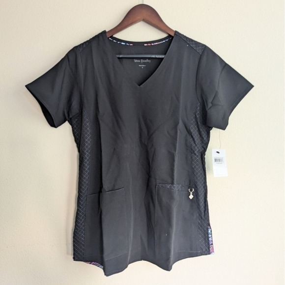 Vera Bradley Tops - New Vera Bradley Medical Nurse Doctor Uniform Scrub Top V-Neck Black Small‎